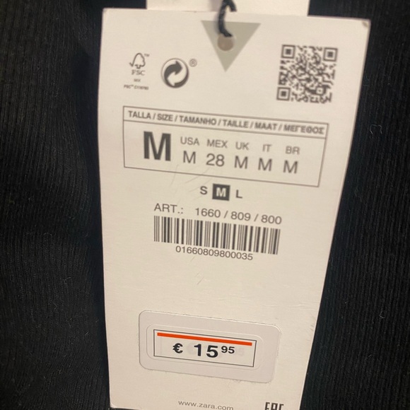 Zara Black Crop Top with Puffy Sleeves - Size M (New with Tags) - Picture 3 of 4